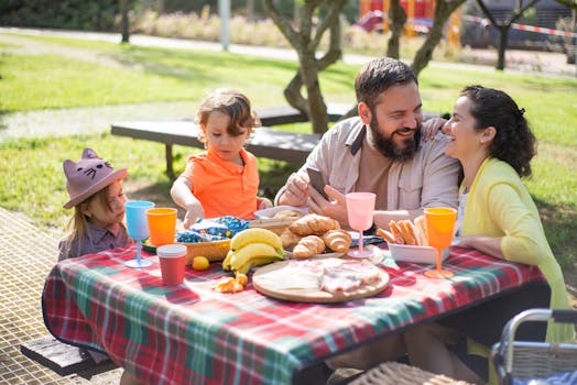 Family enjoying a picnic at a local park