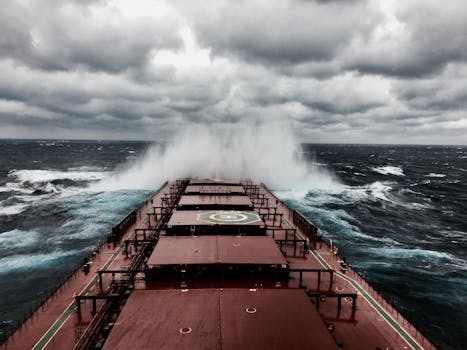 image of a ship navigating through rough seas