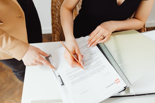 business woman reviewing legal documents