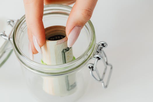 savings jar with money